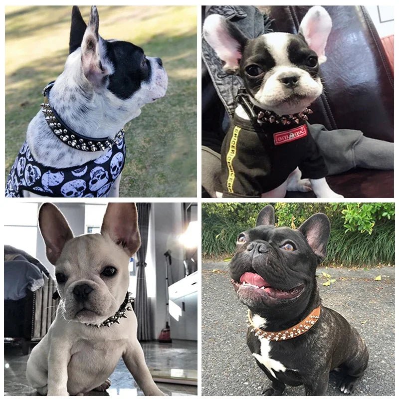 Leather Dog Collar Adjustable PU Neck Strap with Buckle