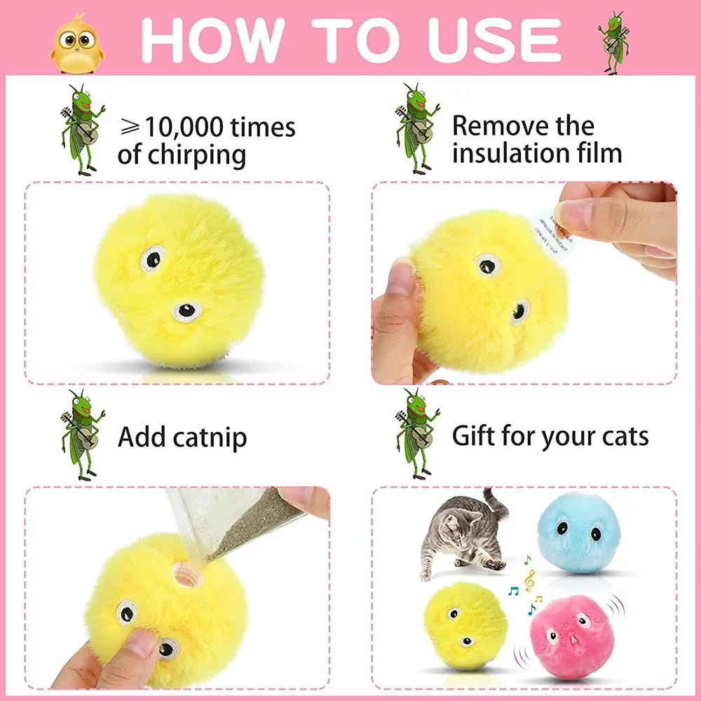 Interactive Cat Ball Toy – Plush Squeaky Training Toy for Cats