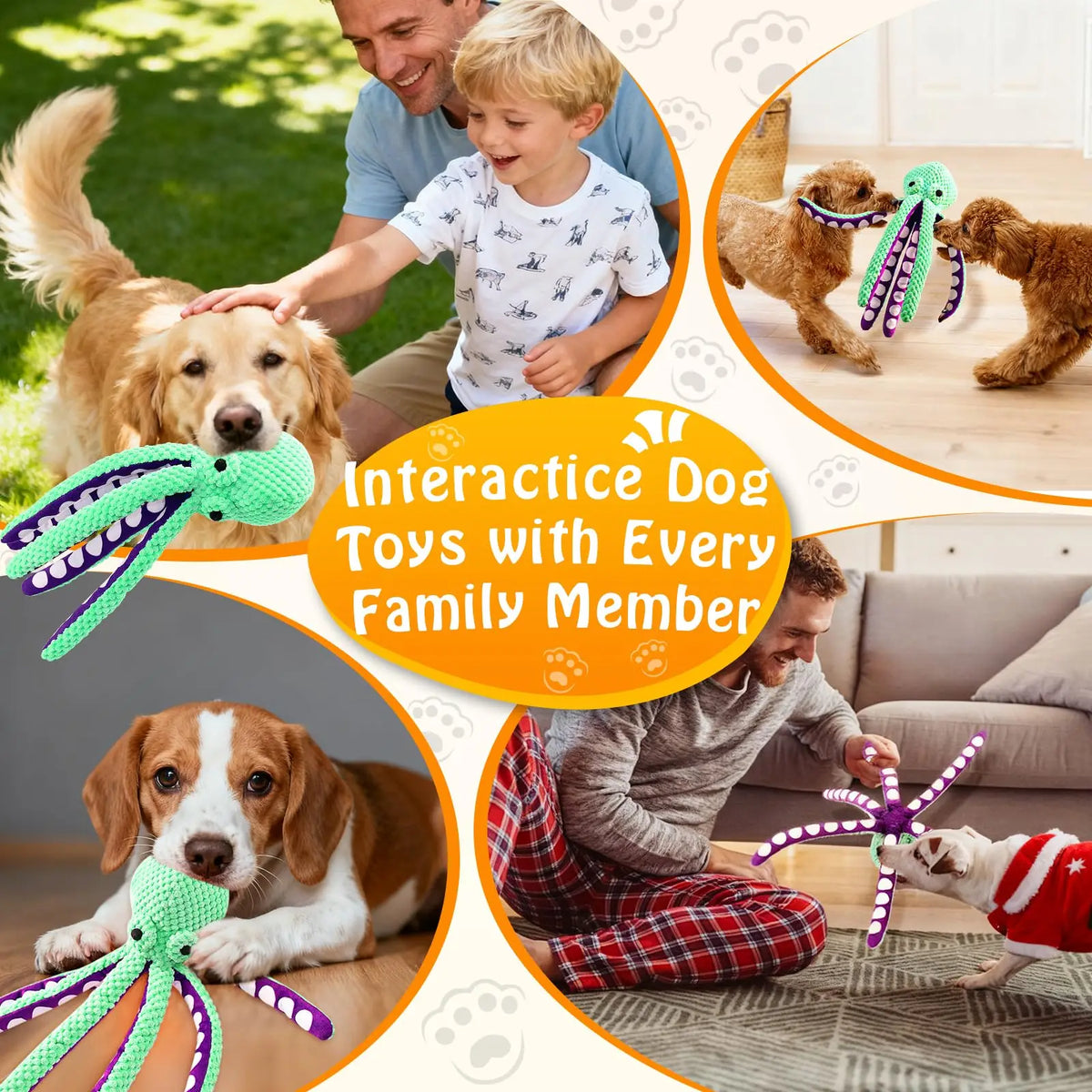 Squeaky Octopus Plush Dog Toy – Interactive Teething Chew Toy