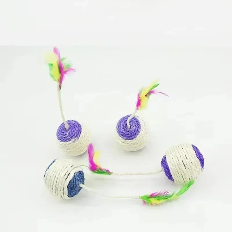 Cat Scratching Ball – Sisal Interactive Cat Toy with Feather