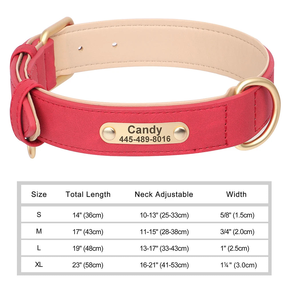 Personalized Dog Collar – Custom Engraved PU Leather ID Tag