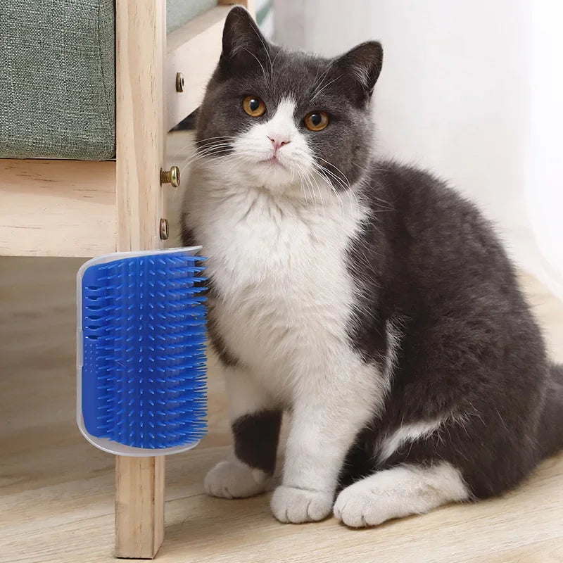 Cat Self Grooming Brush – Corner Massage Scratcher with Catnip