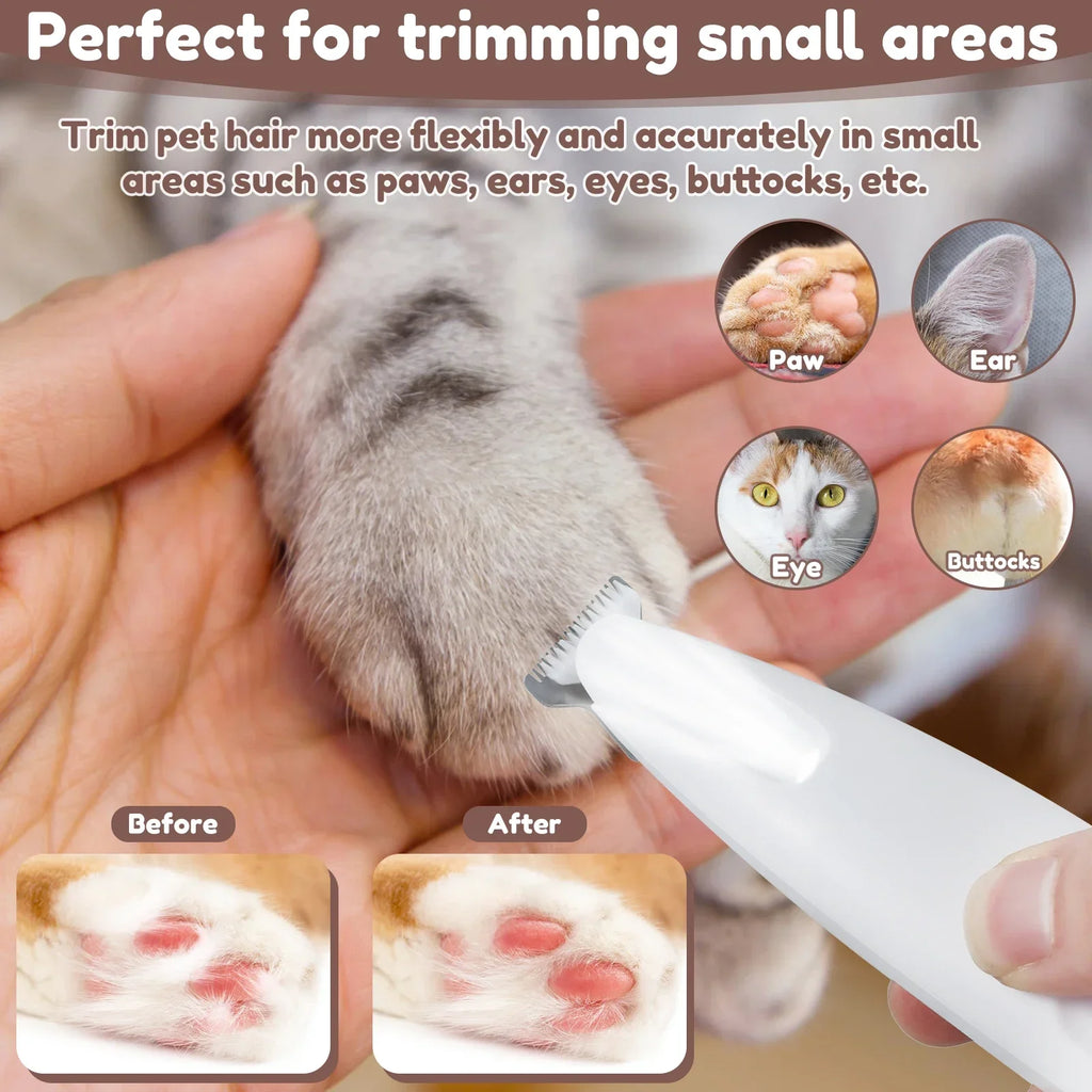 Dog Paw Trimmer with LED Light – Waterproof Rechargeable Dog Clipper