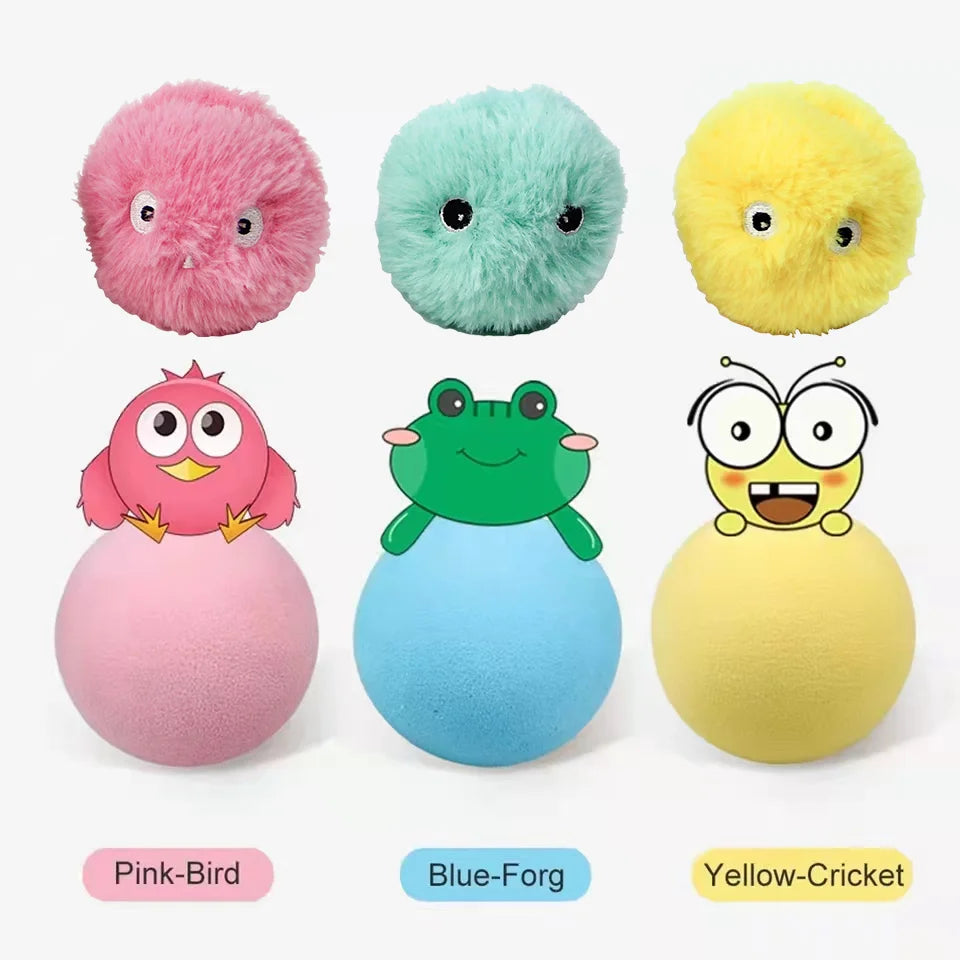 Interactive Cat Ball Toy with Touch Sounds and Catnip Compartment