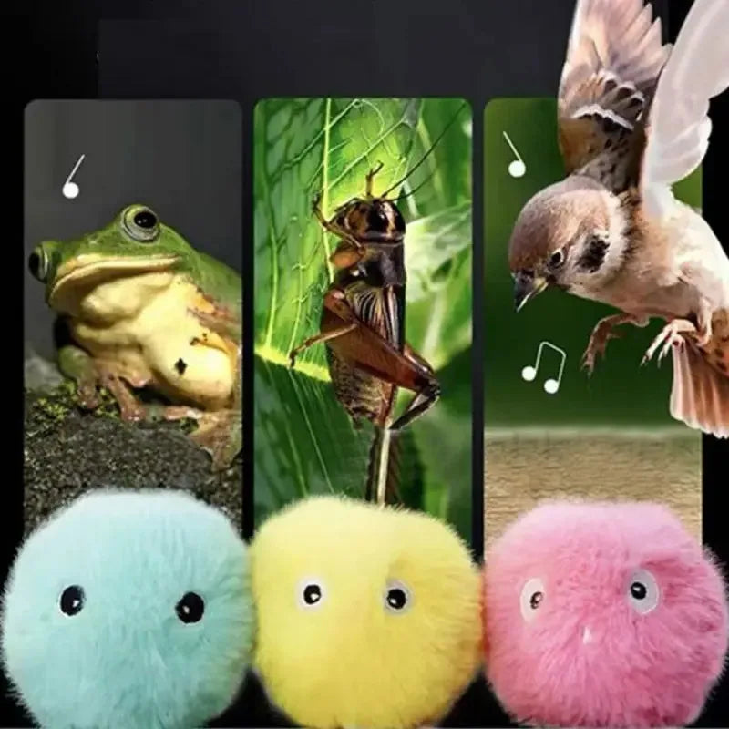Interactive Cat Toy, Plush Sound Ball with Animal Sounds