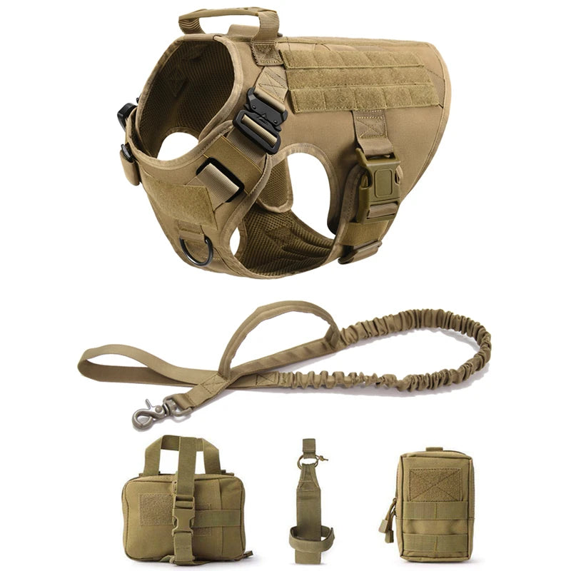 Tactical Dog Harness – 1000D Nylon Vest With Leash Set