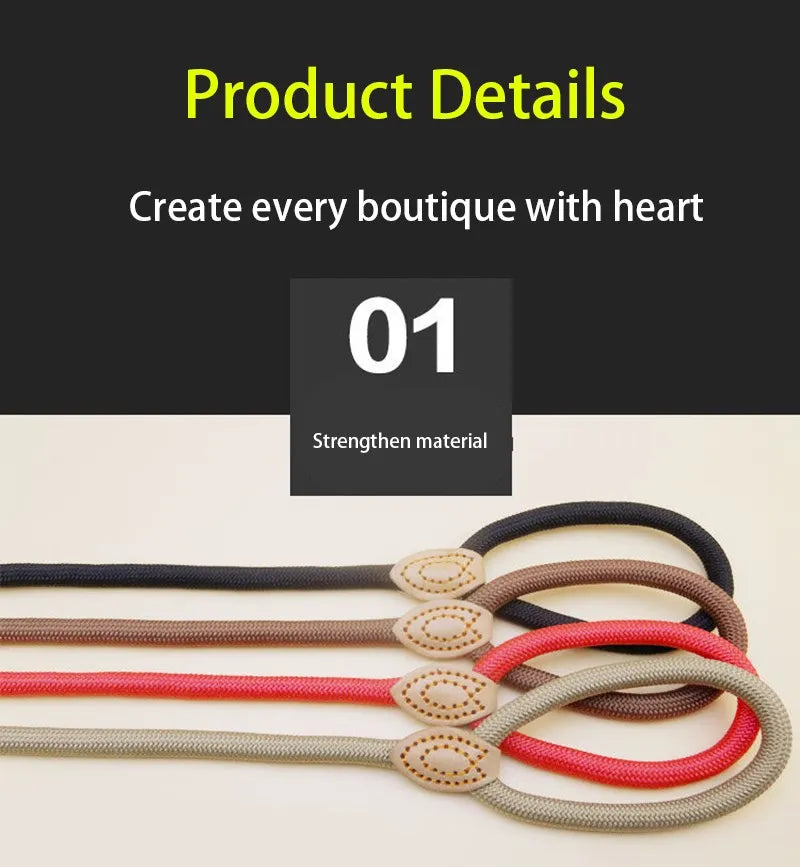 Slip Rope Dog Leash – Adjustable Braided Training Lead for Large Dogs