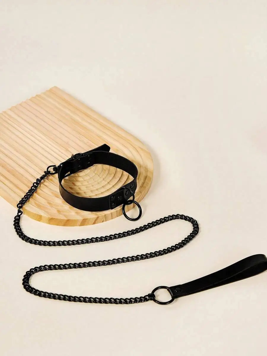Personalized Dog Collar and Leash Set, Adjustable PU Pet Collar