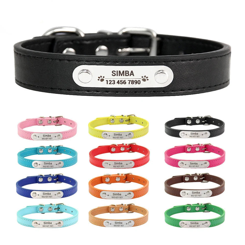 Personalized Dog Collar – Engraved Leather Pet ID Collar