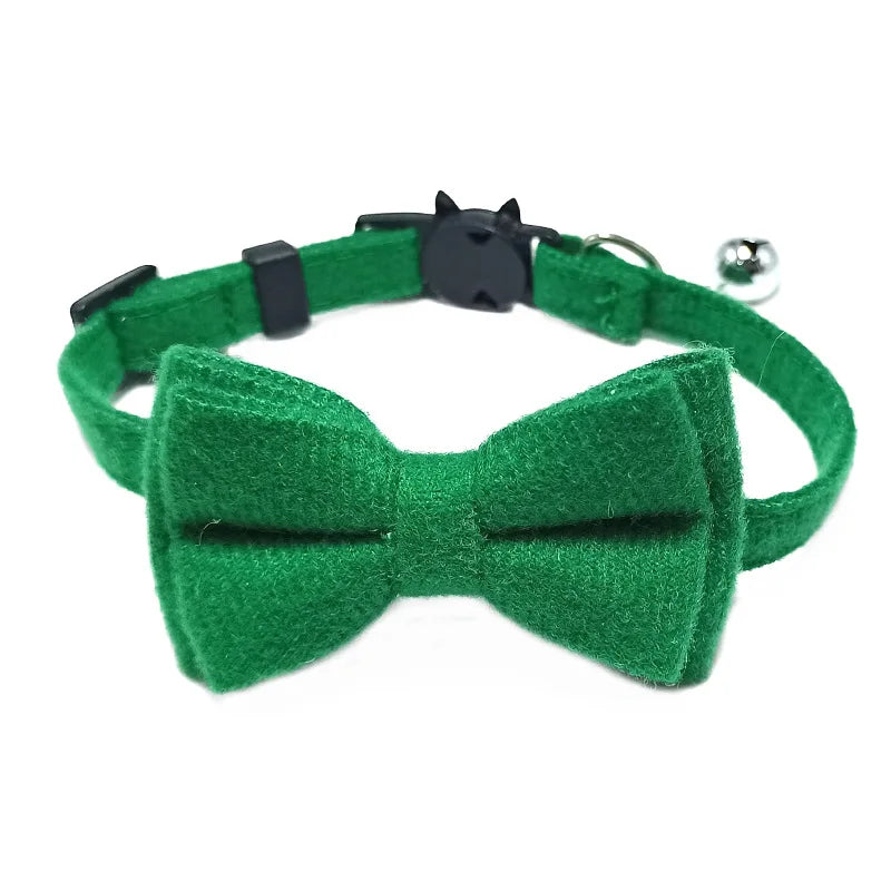 Breakaway Cat Collar with Bell – Plaid Bow Tie Adjustable Collar
