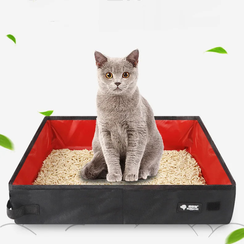 Portable Cat Litter Box – Foldable Travel Pet Toilet Tray