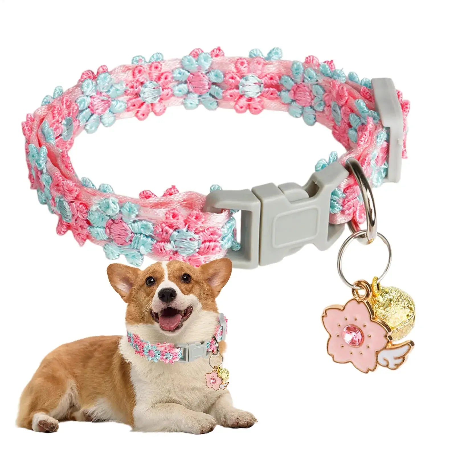 Embroidered Cat Collar with Bell – Breakaway Safety Buckle