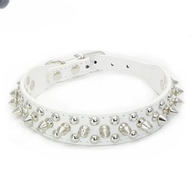 Leather Dog Collar Adjustable PU Neck Strap with Buckle