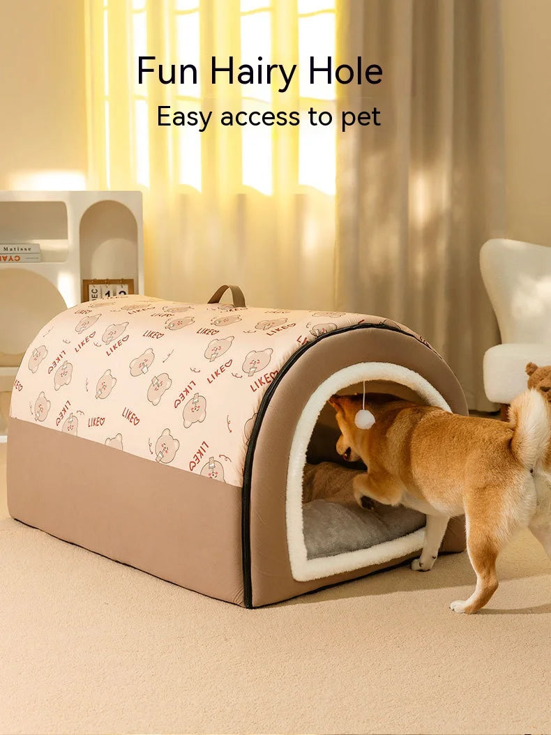 Large Dog House – Warm Washable Covered Bed for Dogs