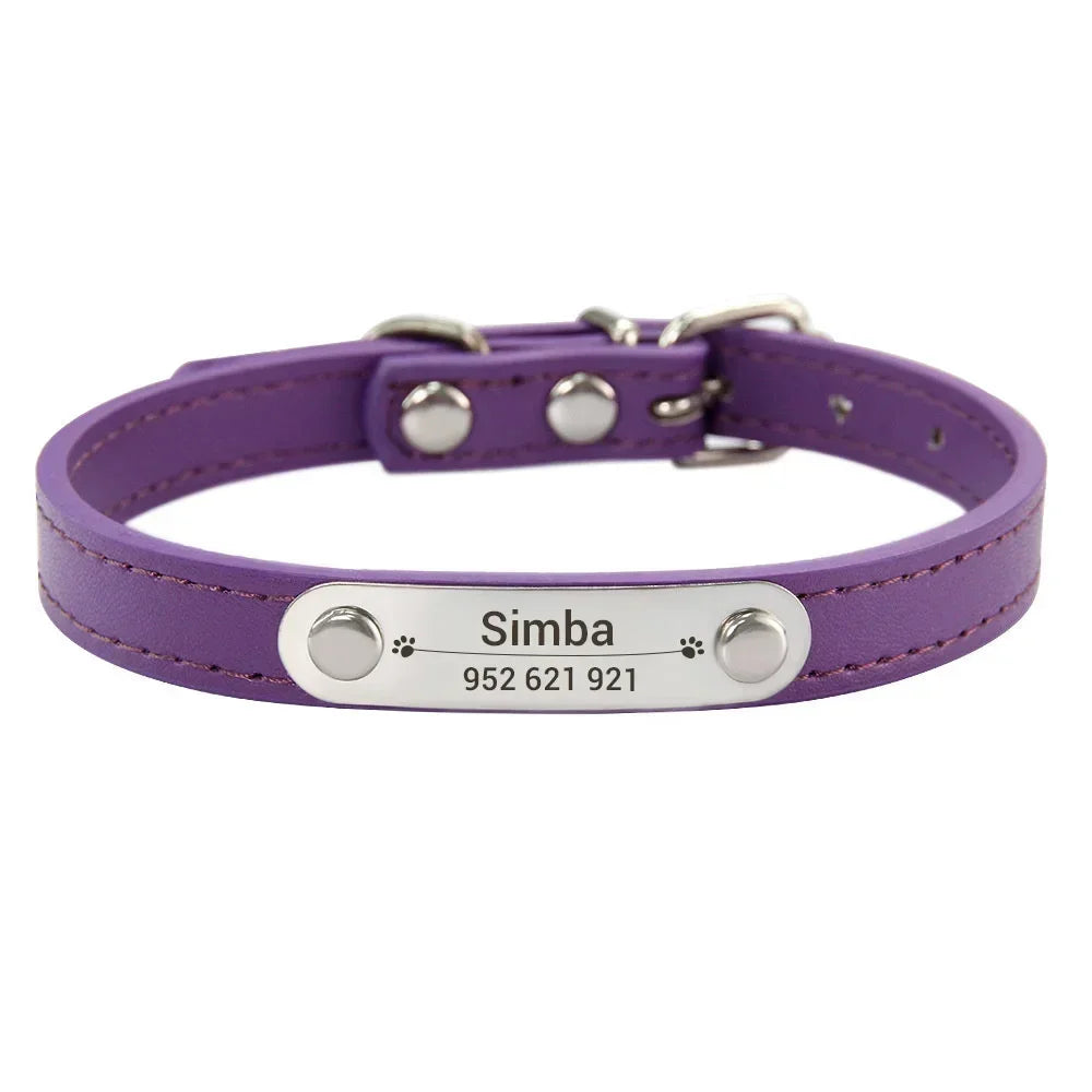 Personalized Dog Collar – Engraved Leather Pet ID Collar