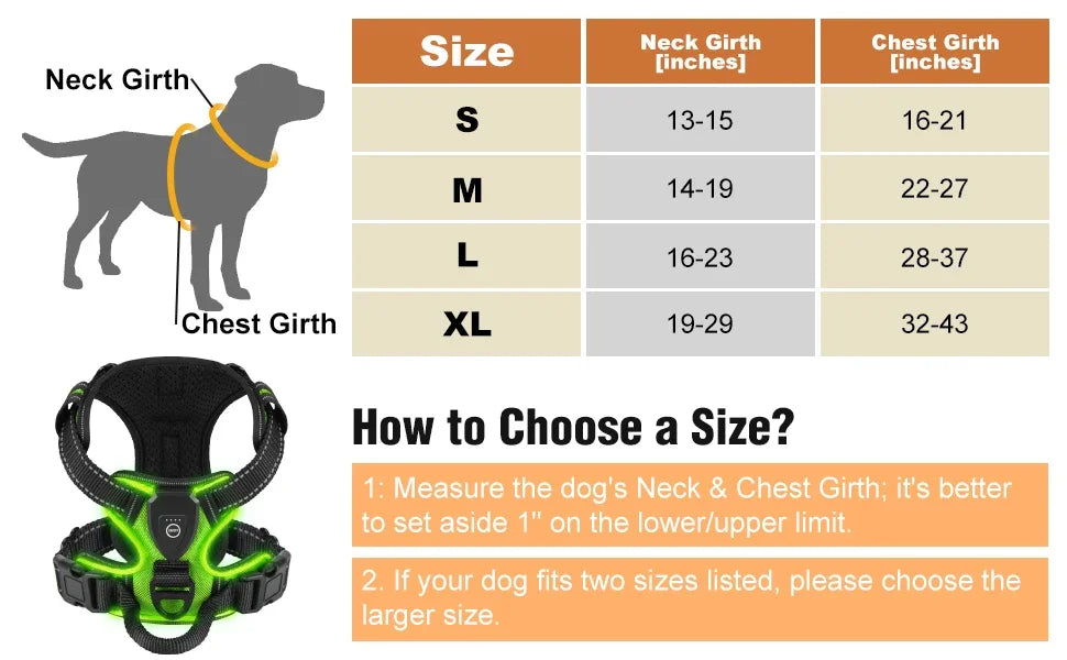LED Dog Harness, Rechargeable Light Up Vest for Walking