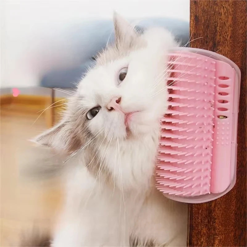 Cat Self Grooming Brush – Corner Massage Scratcher with Catnip