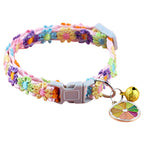 Adjustable Cat Collar with Bell – Colorful Paw Print Kitten Collar