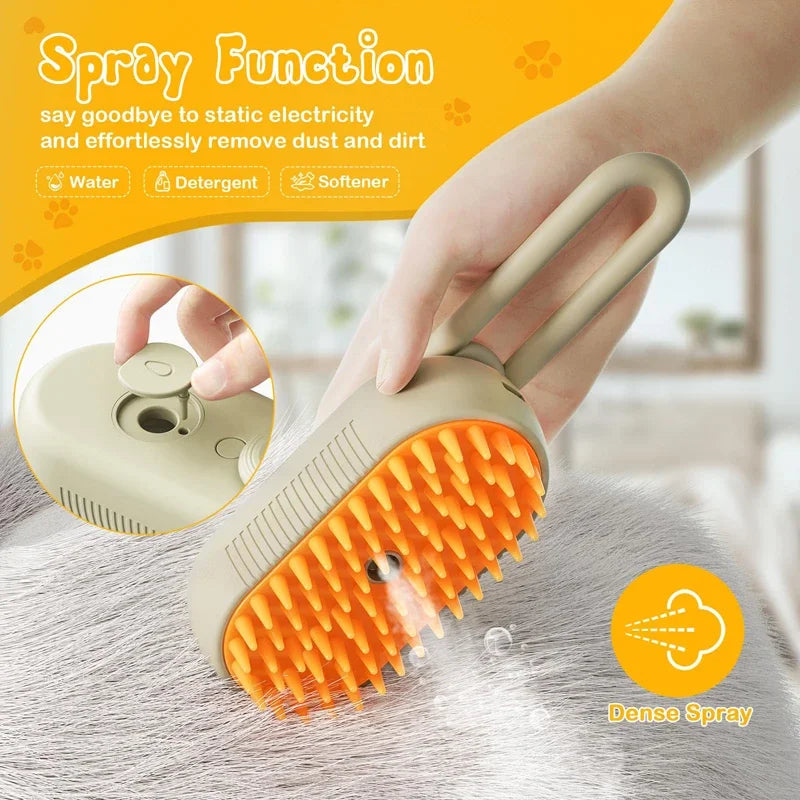 Cat Steam Brush 3-in-1 Pet Grooming Brush for Loose Hair & Tangles
