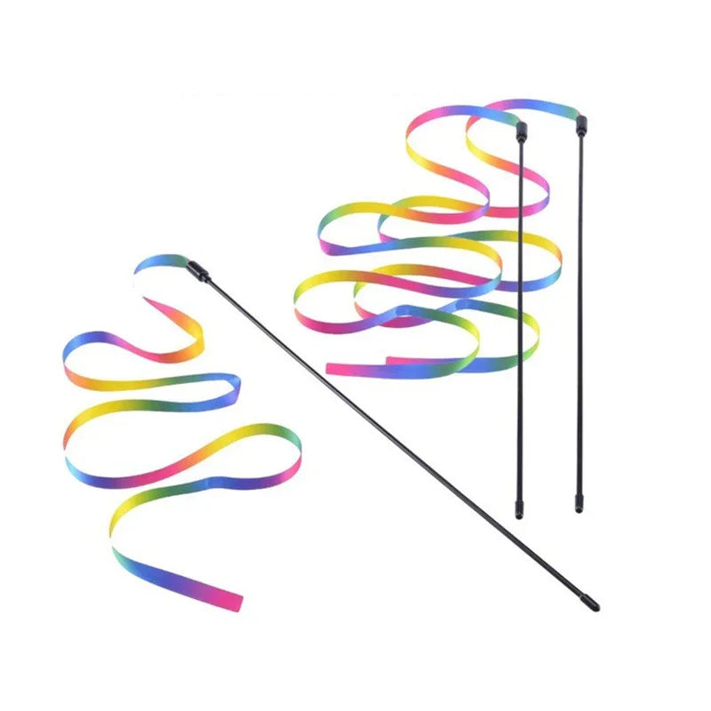 Cat Teaser Toy – Colorful Ribbon Wand for Cats & Kittens