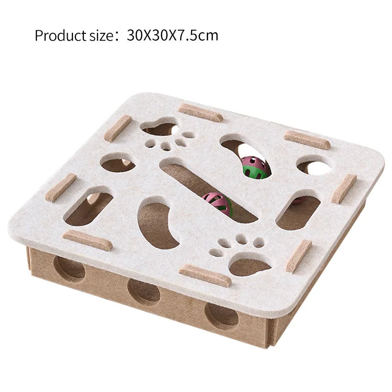 Cat Puzzle Toy Felt Maze Tunnel with Bell Ball for Indoor Play