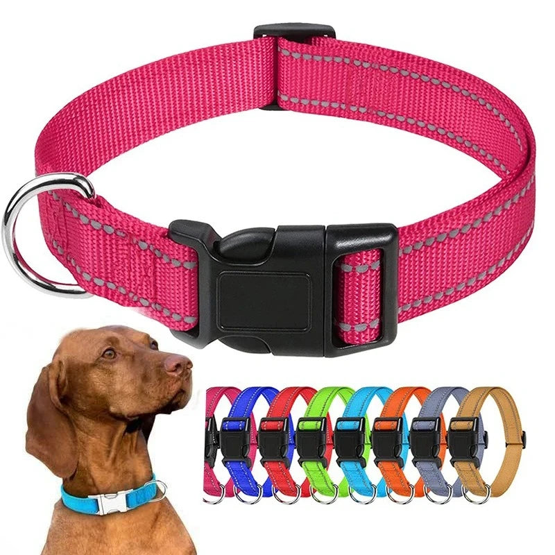 Reflective Dog Collar, Adjustable Nylon Safety Collar for Small Dogs