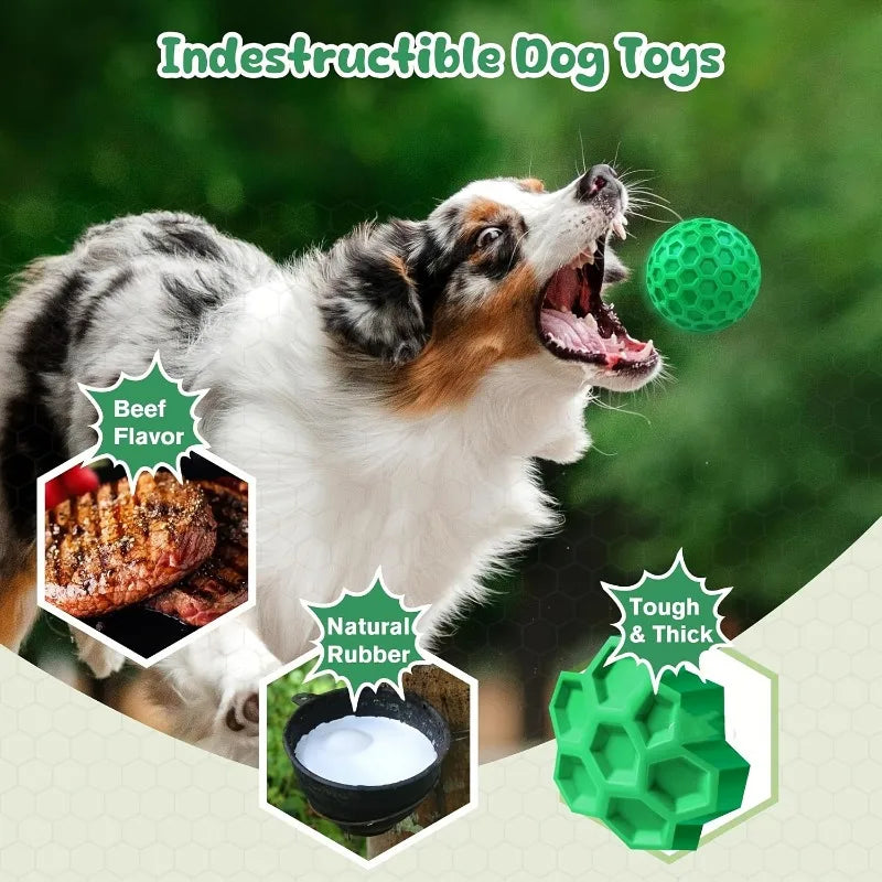 Rubber Dog Chew Toy – Squeaky Hexagonal Chew Ball