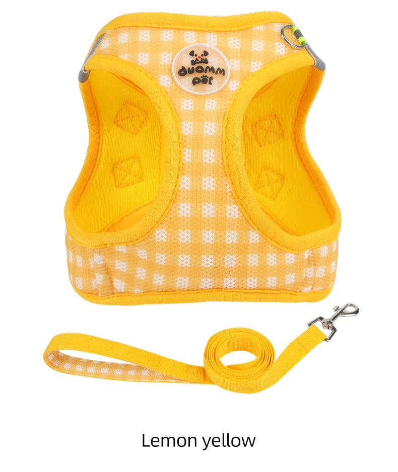 Reflective Cat Harness with Leash – Plaid Breathable Walking Kit