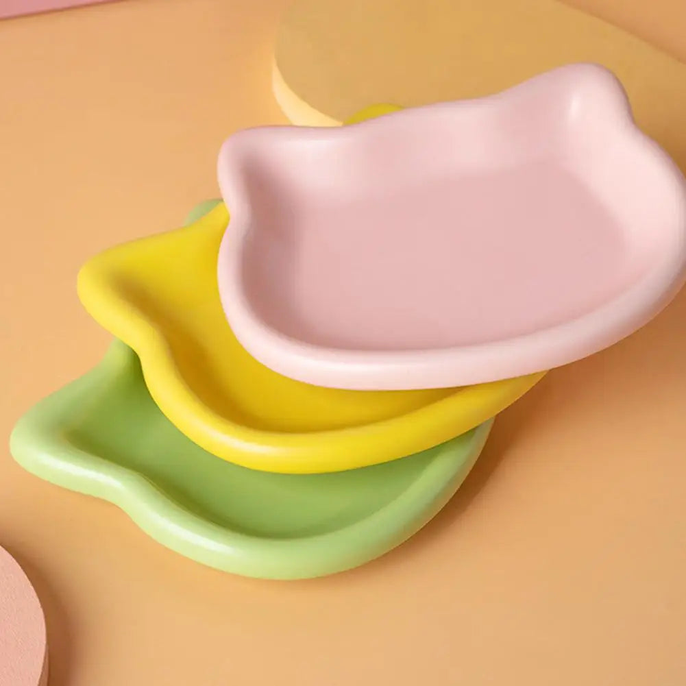 Cat Food Bowl – Shallow Plastic Cat Feeding Dish for Wet & Dry Food