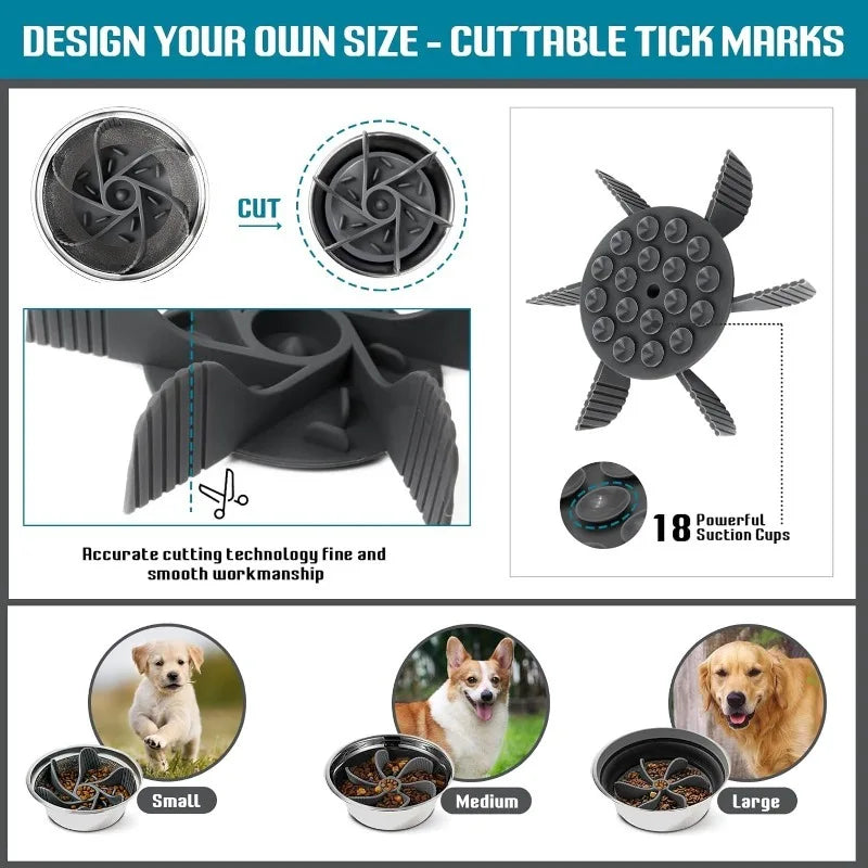 Slow Feeder Dog Bowl Insert Silicone Suction Cup Feeding Mat