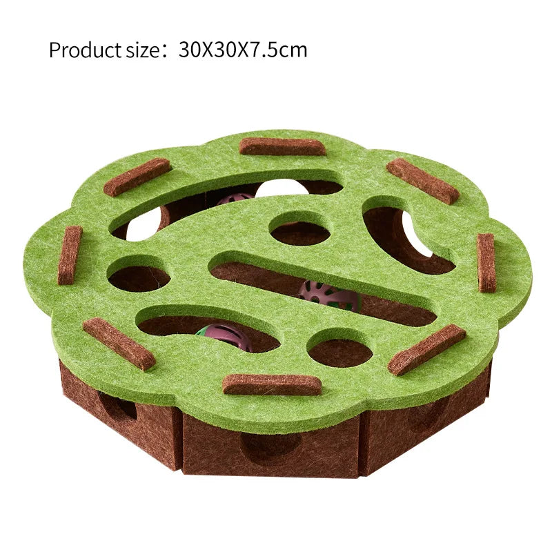 Cat Puzzle Toy Felt Maze Tunnel with Bell Ball for Indoor Play