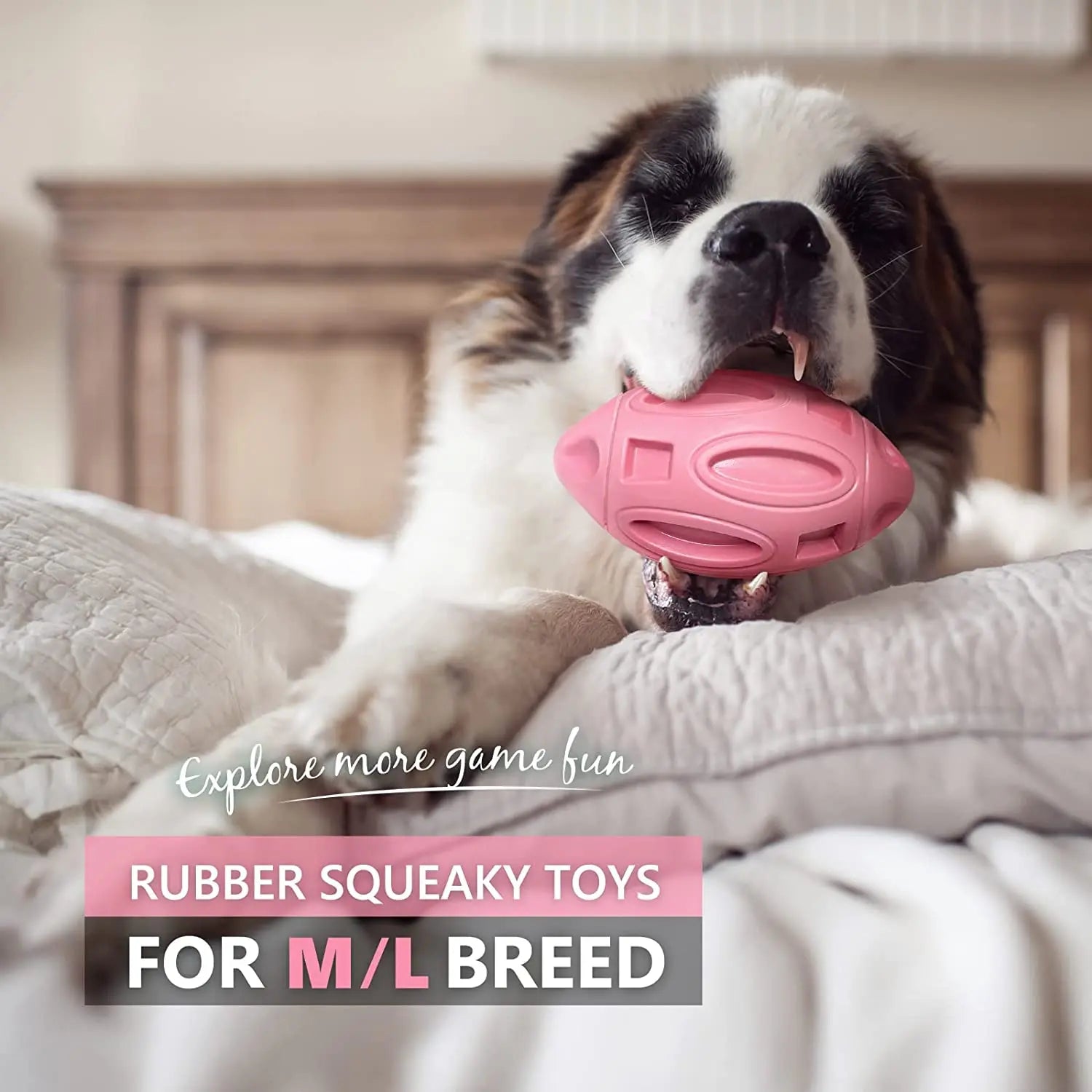 Rubber Dog Chew Ball – Squeaky Toy for Medium & Large Dogs