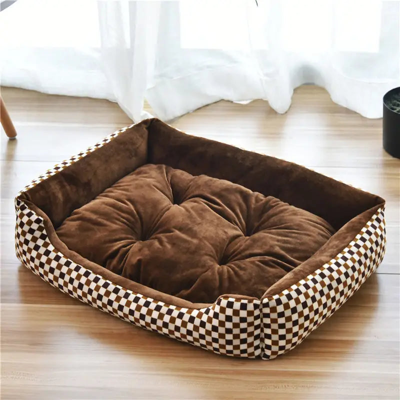 Large Dog Bed – Warm Square Pet Nest for Dogs & Cats