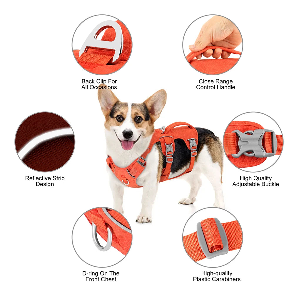 Reflective Dog Harness, Adjustable Nylon Vest with Handle
