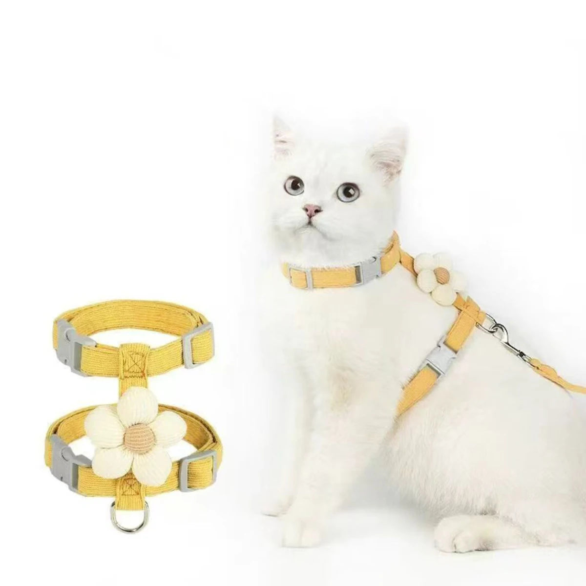 Cat Harness and Leash Set Adjustable Breathable Kitten Harness