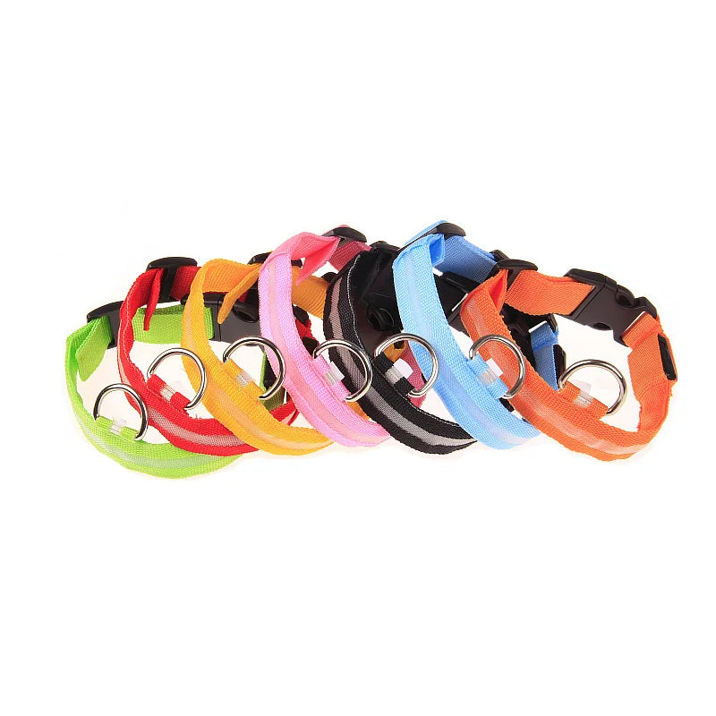 LED Dog Leash Nylon Light Up Glow Night Safety Collar