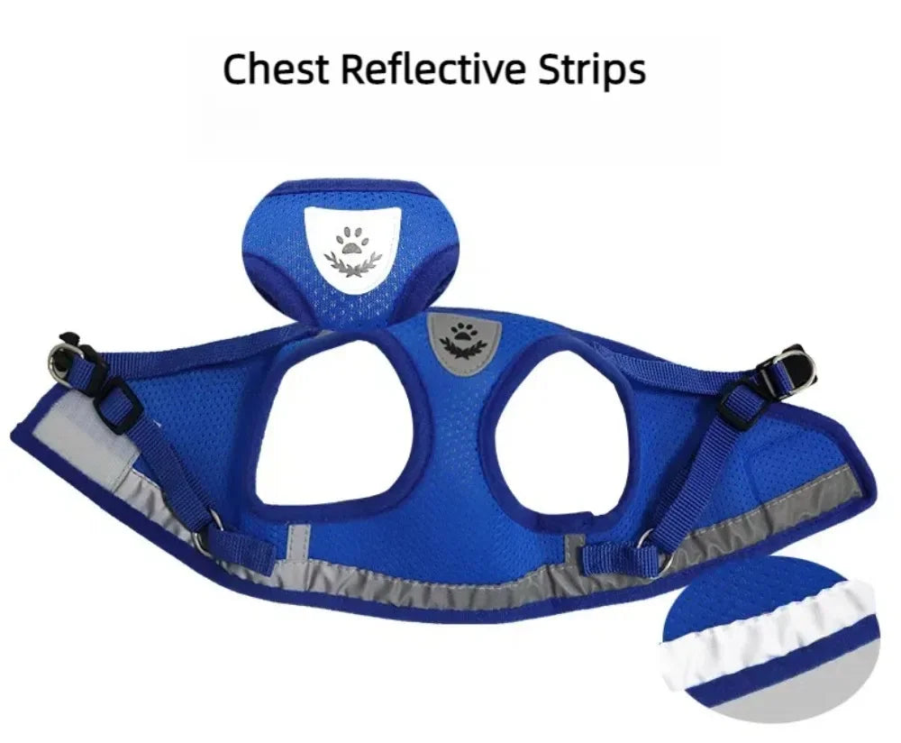 Cat Harness and Leash Set – Adjustable Reflective Mesh Vest