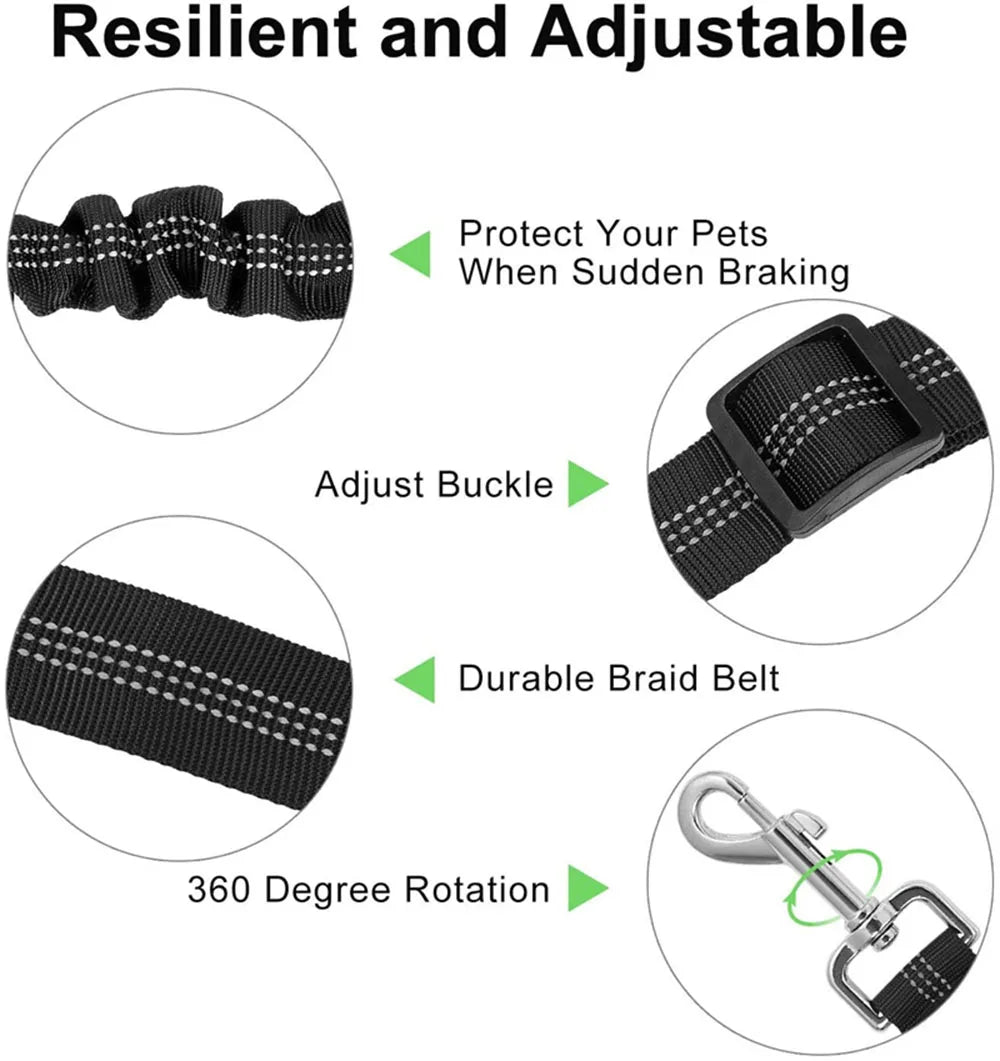 Adjustable Dog Car Seat Belt – Nylon Reflective Travel Harness