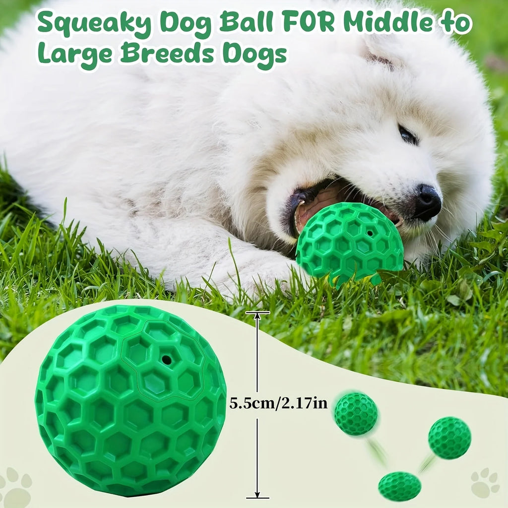Rubber Dog Chew Toy – Squeaky Hexagonal Chew Ball