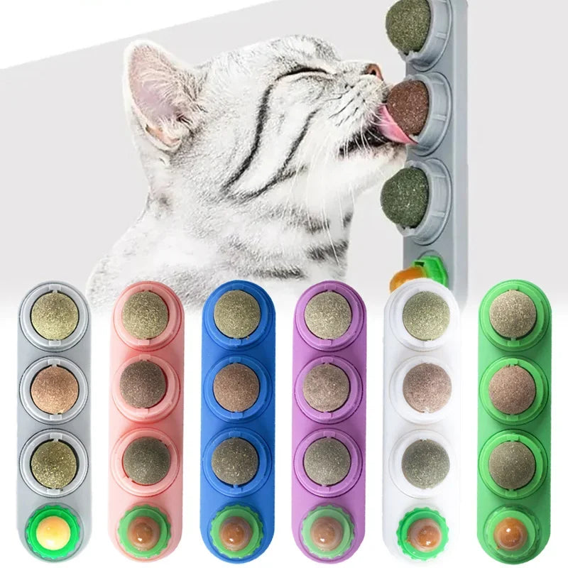 Catnip Wall Ball Toy – Rotating Interactive Cat Teeth Cleaning Toy