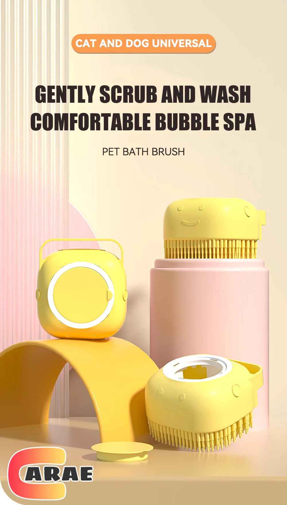Dog Bath Brush Silicone Shampoo Dispenser Massage Scrubber