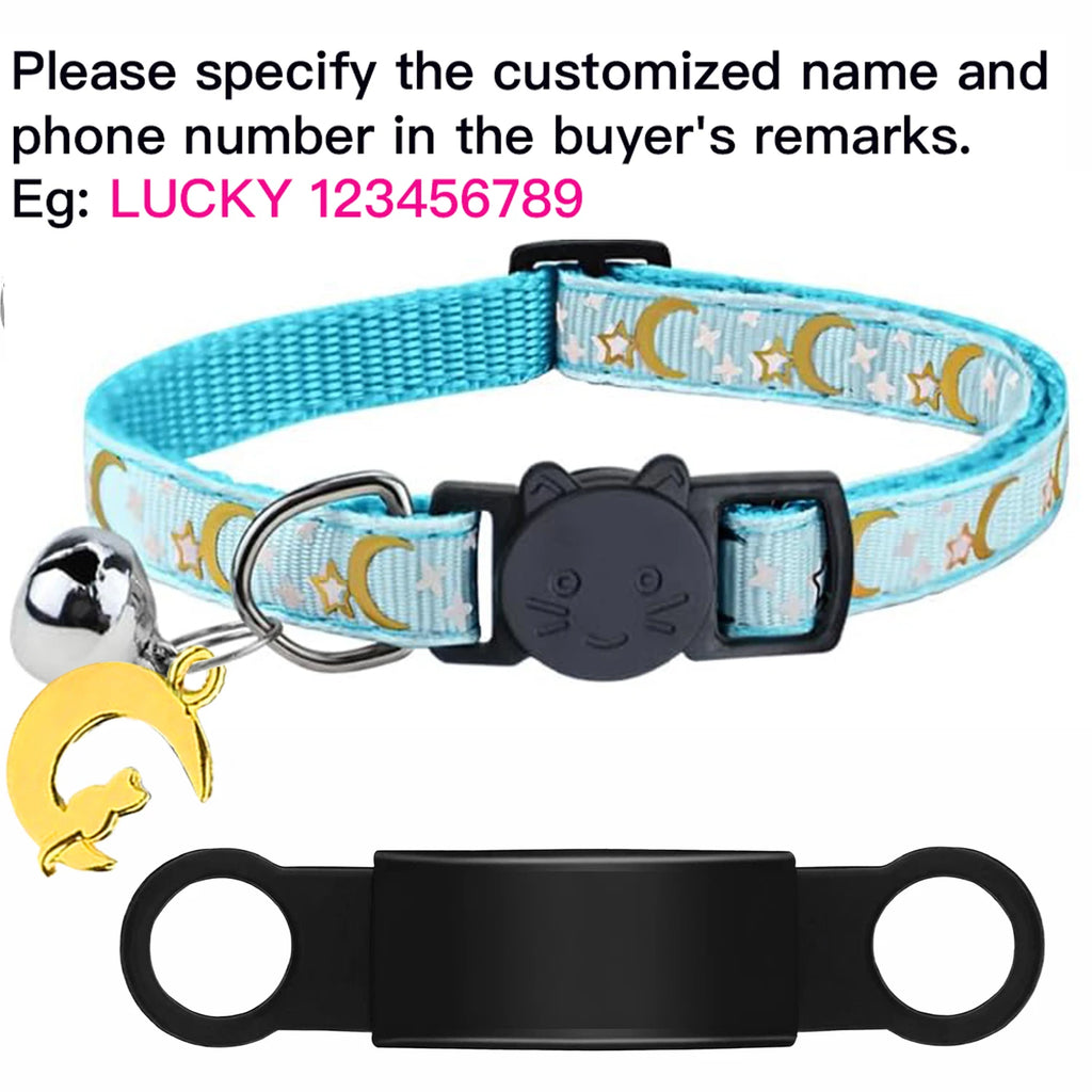 Personalized Cat Collar with Engraved ID Tag, Bell & Glow Design