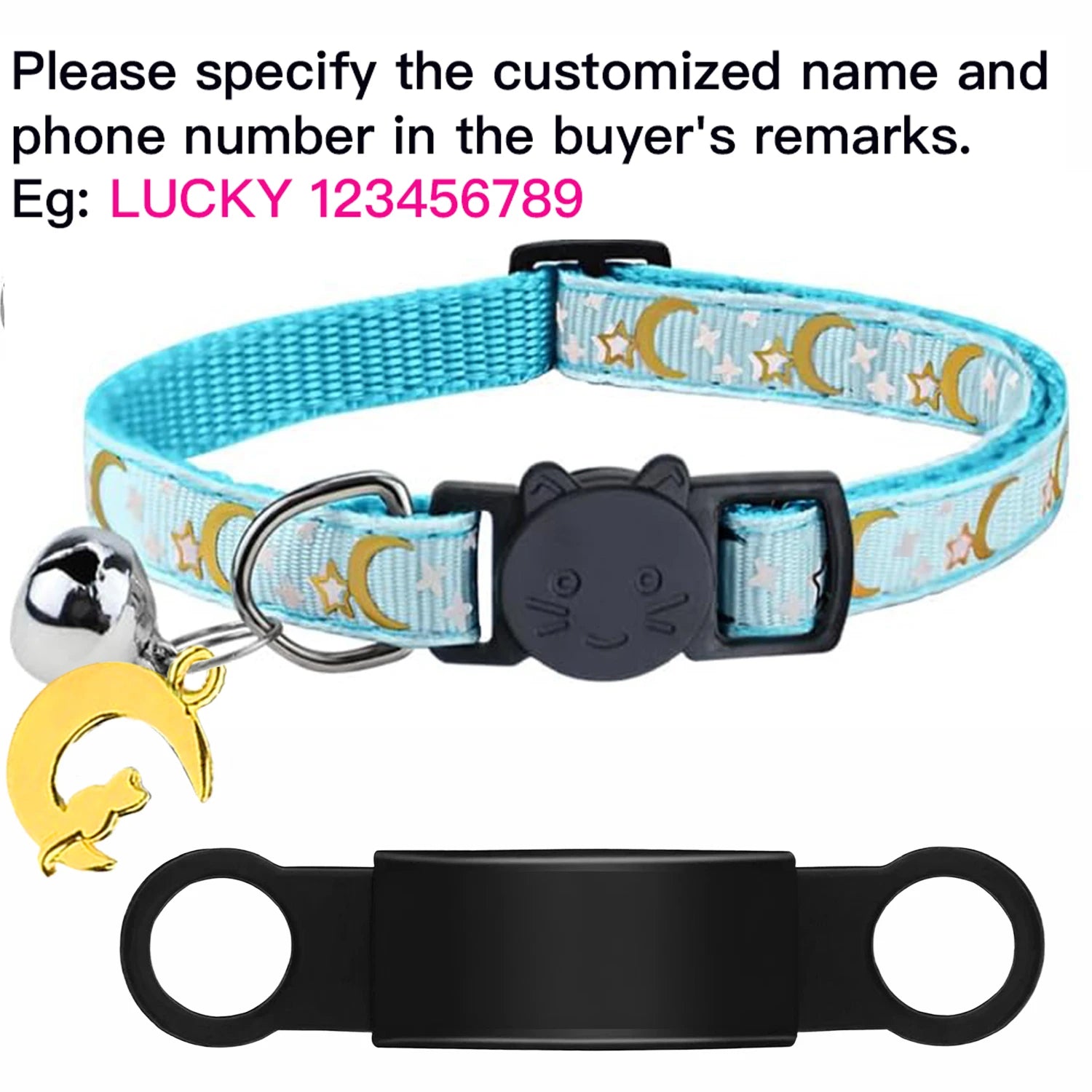 Personalized Cat Collar with Engraved ID Tag, Bell & Glow Design
