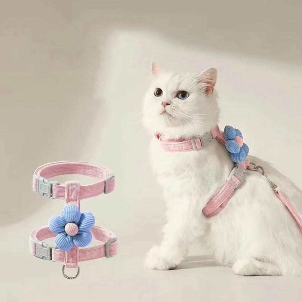 Cat Harness and Leash Set Adjustable Breathable Kitten Harness