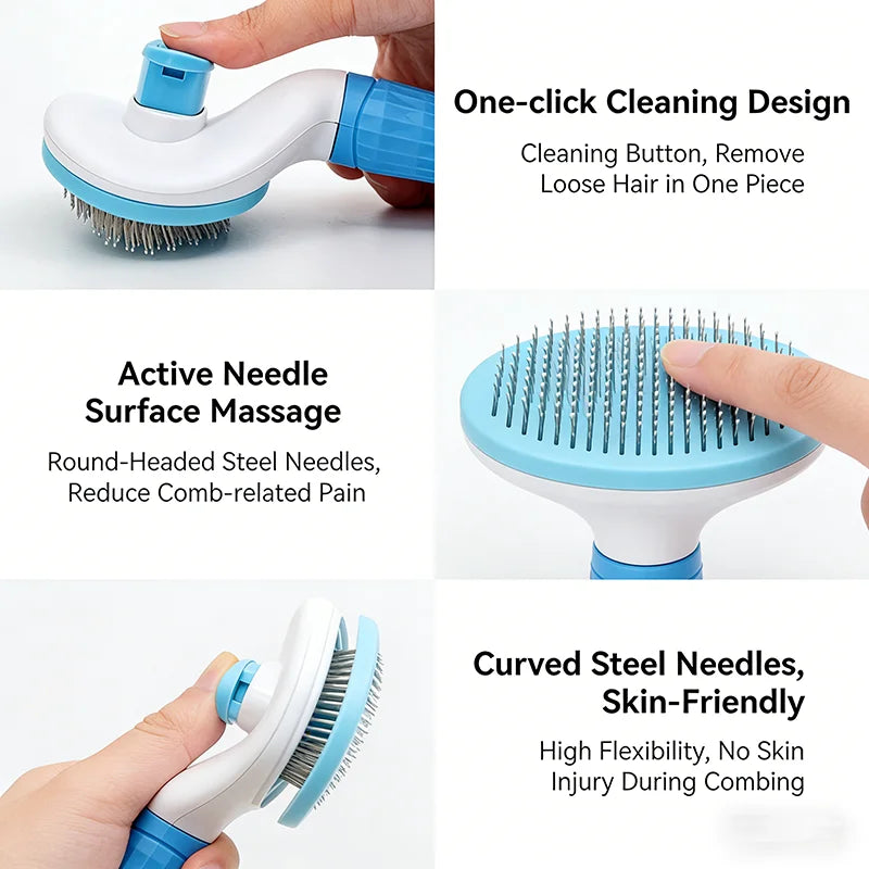 Self Cleaning Slicker Brush – Dog & Cat Grooming Brush