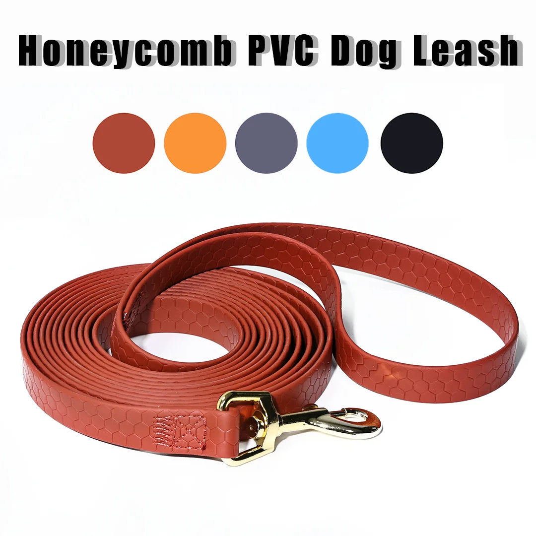 PVC Dog Leash – Waterproof Honeycomb Texture with Quick-Release Buckle