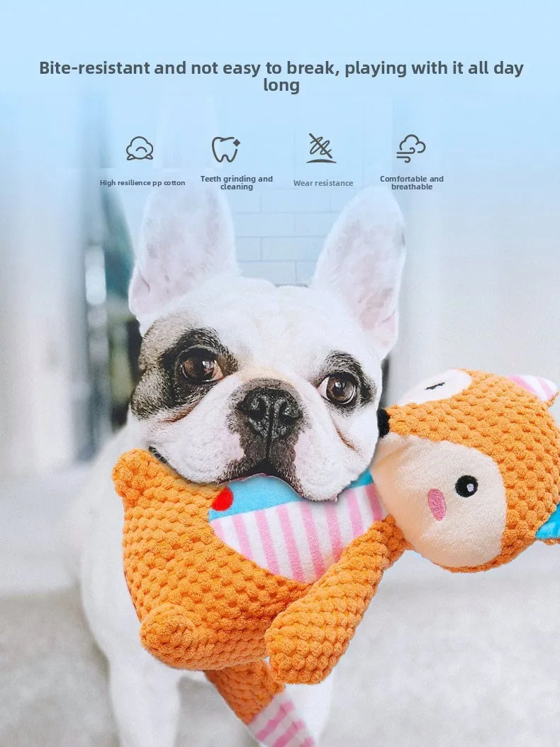 Plush Squeaky Dog Toy – Elephant, Fox & Puppy Designs