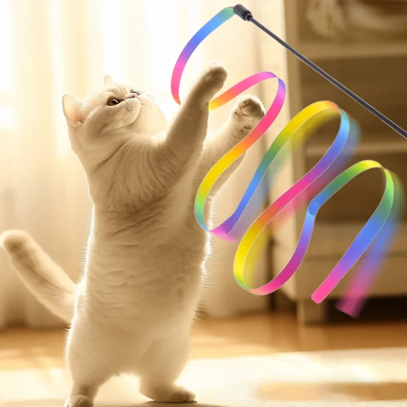 Cat Teaser Toy – Colorful Ribbon Wand for Cats & Kittens