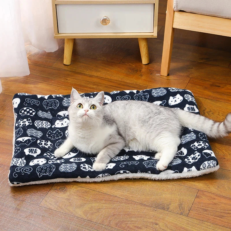 Cat Sleeping Mat – Soft Plush Winter Bed for Cats & Small Dogs