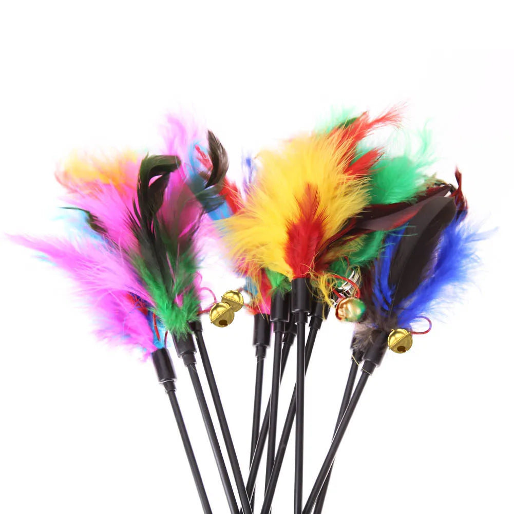 Feather Cat Wand Toy – 5-Piece Interactive Cat Teaser Set